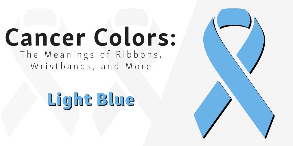 Graphic showing light blue prostate cancer ribbons for prostate cancer awareness, men's health, and other diseases that typically affect men. 
