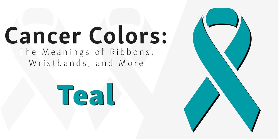 Graphic showing teal ovarian cancer ribbons for ovarian cancer awareness and other diseases and causes.