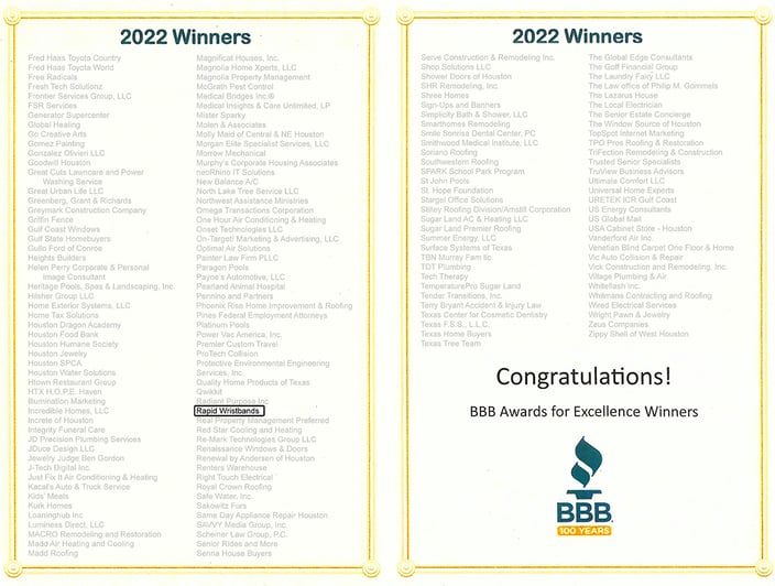 2022 BBB Awards For Excellence Program Brochure
