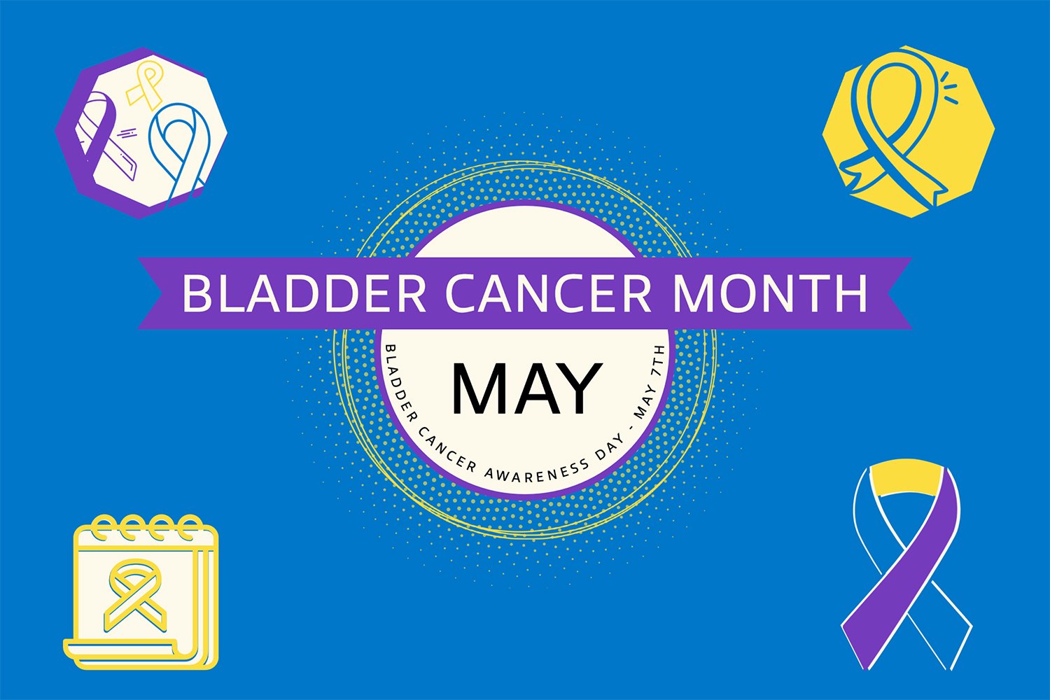 Support Blue Purple Yellow: The Bladder Cancer Ribbon