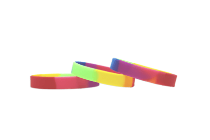 Colorful blank wristbands.