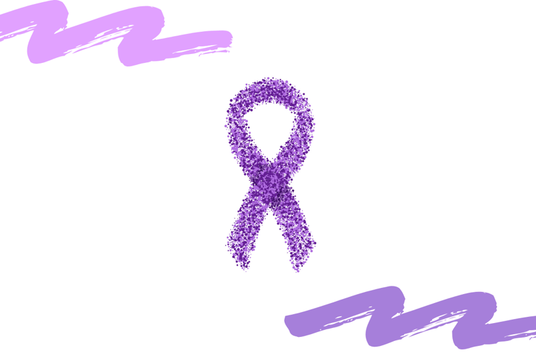 Purple ribbon represents brain health.