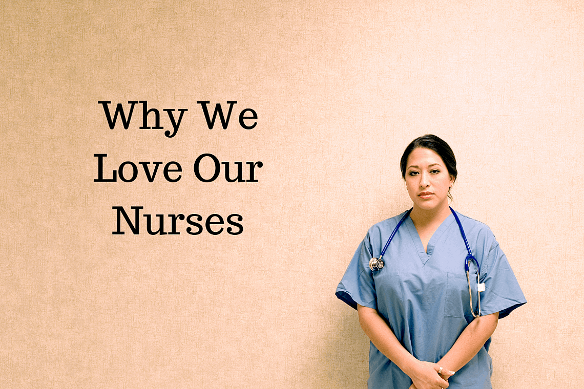 Nurse posing in front of a brown canvas. Help support nurse appreciation day.