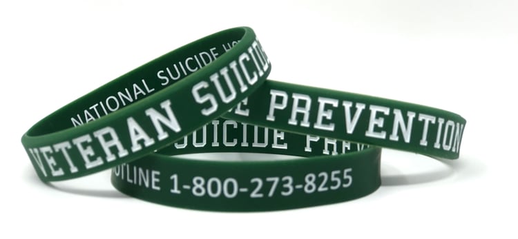 Veteran suicide prevention awareness wristbands.