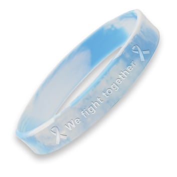 Image of a prostate cancer awareness wristbands that says "we fight together"
