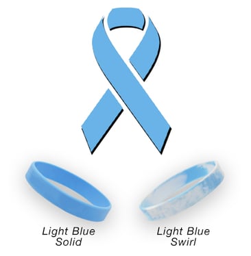 Inset example of the light blue prostate cancer ribbon used to raise awareness