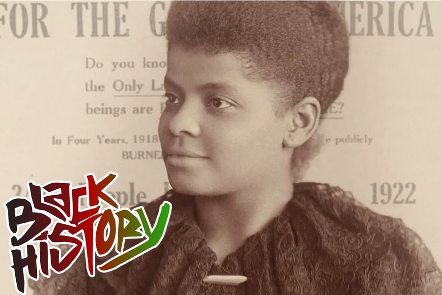 Portrait of Ida B. Wells with the words "Black History" in a stylized font in the bottom left corner