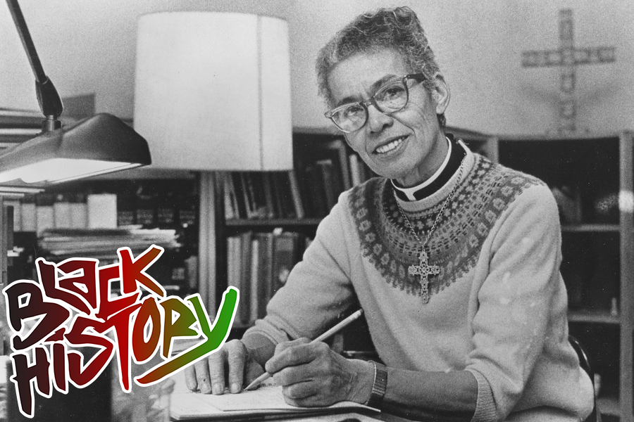 Black and white photo of Pauli Murray with the words Black History Month