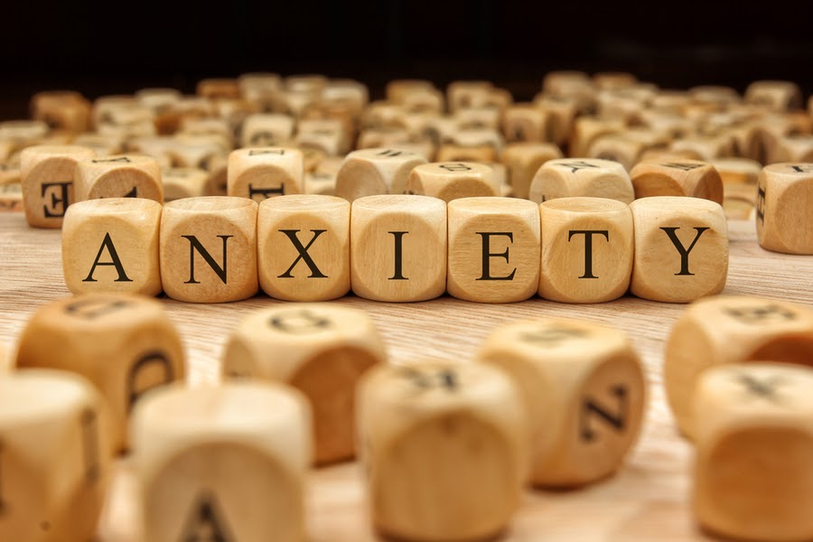 Anxiety spelled out in blocks