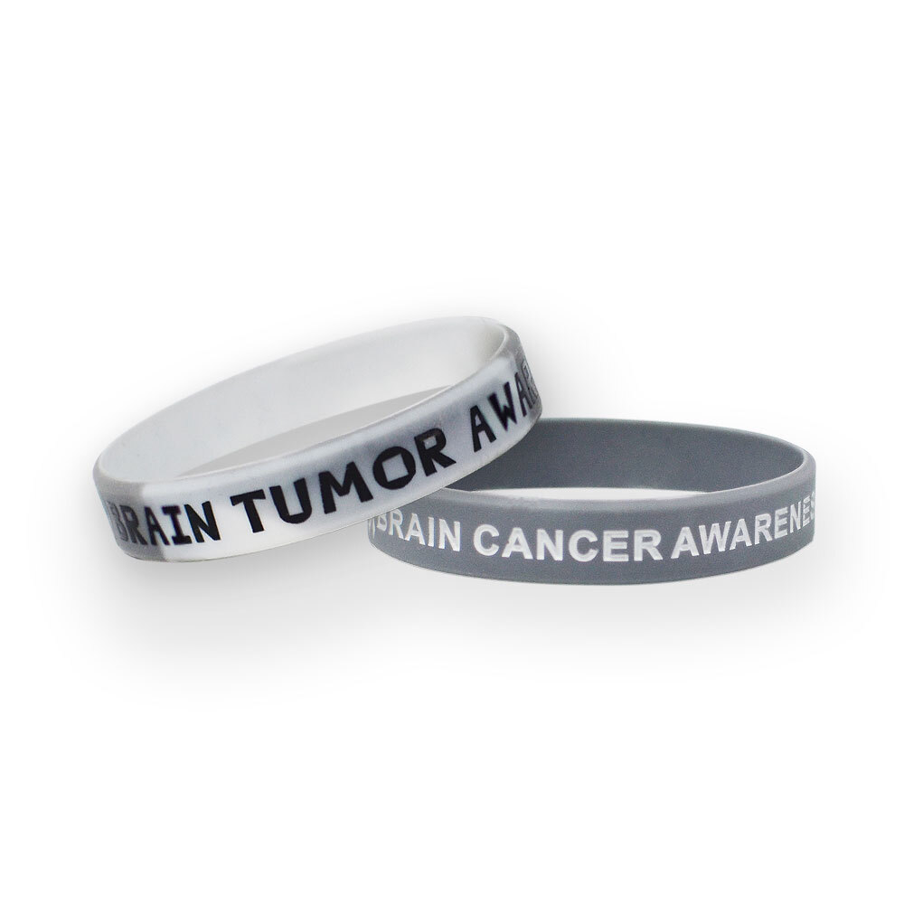 Gray Brain Tumor and Brain Cancer Wristbands Stacked